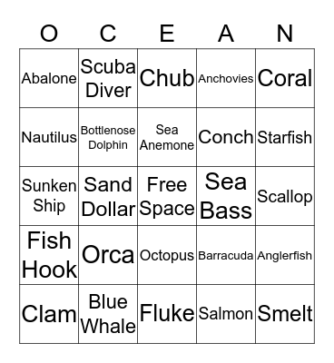 Ocean BINGO Card