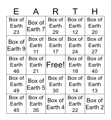 Boxes of Bingo Card