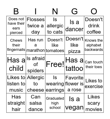 Human Bingo Card