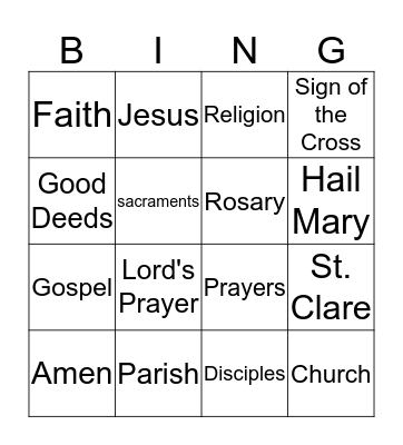 CCD Bingo Card