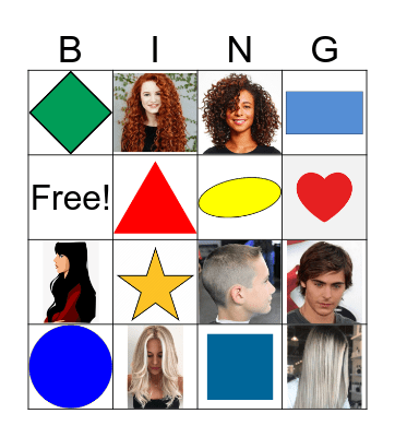 Shapes & Hair Bingo Card