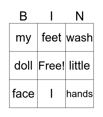 I Wash (PM 1) Bingo Card