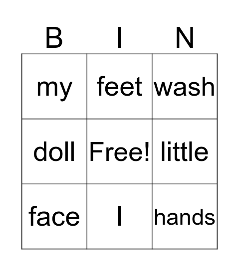 I Wash (PM 1) Bingo Card