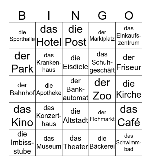 Die Stadt Bingo Card