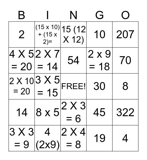 SECOND NINE WEEKS MATH REVIEW  Bingo Card