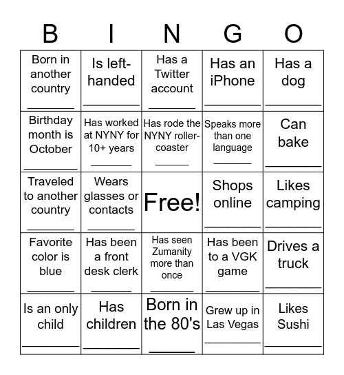 Know Your Manager Bingo Card