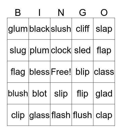 L blends Bingo Card