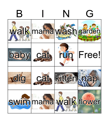 Mama Cat has Three Kittens Bingo Card