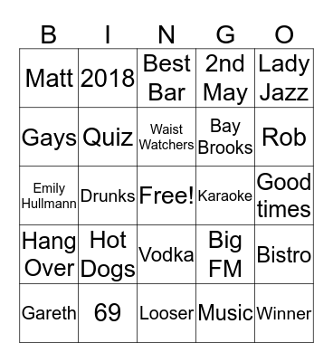 Chandelier Bingo Card