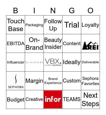 VBX Lingo Bingo Card
