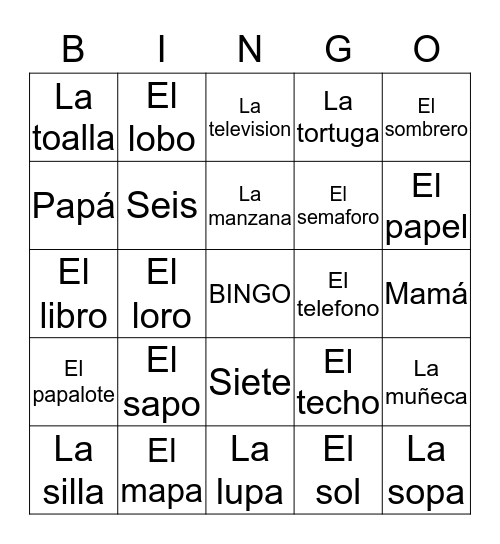 Bingo vocabulario Bingo Card