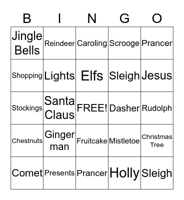 Christmas Bingo Card