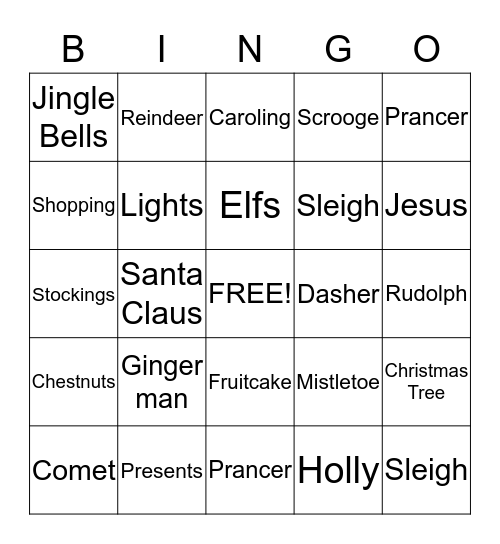 Christmas Bingo Card