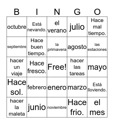 Hacer, el tiempo, y el año Bingo Card