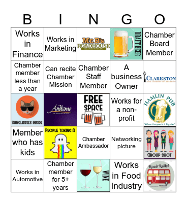 Chamber Road Rally Bingo Card
