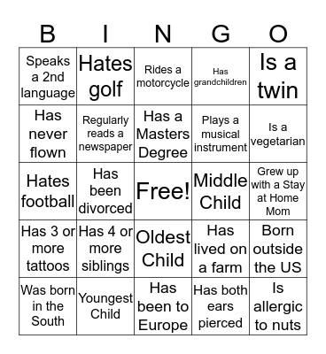 Diversity and Inclusion Bingo Card