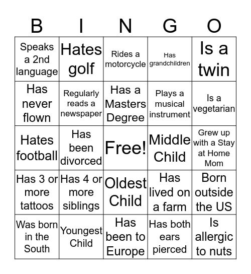 Diversity and Inclusion Bingo Card