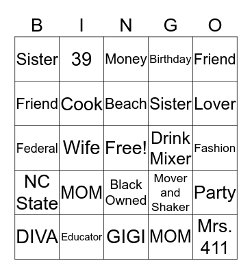 Chaka's Birthday Bash Bingo Card