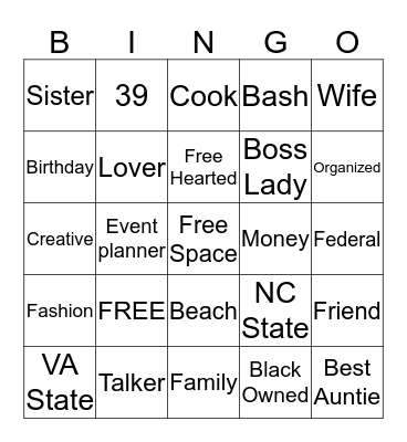 Chaka' Birthday Bash  Bingo Card