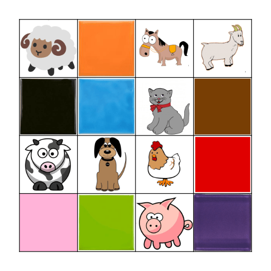 Colors & Animals! Bingo Card