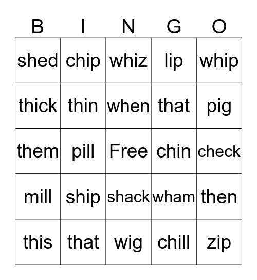 Word Study January 10 Bingo Card