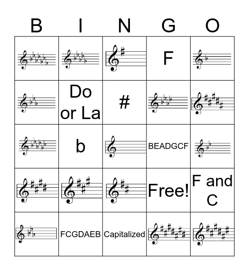 Key Signature BINGO Card