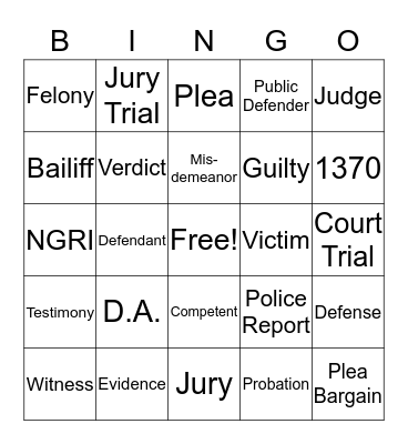 Competency Bingo Card