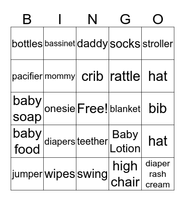 Baby Bingo Card