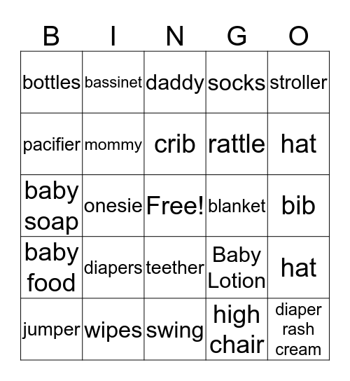 Baby Bingo Card