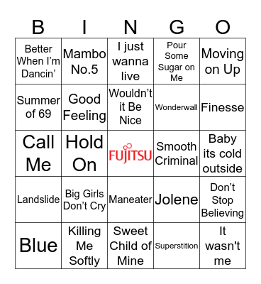 Old School Music Bingo Card