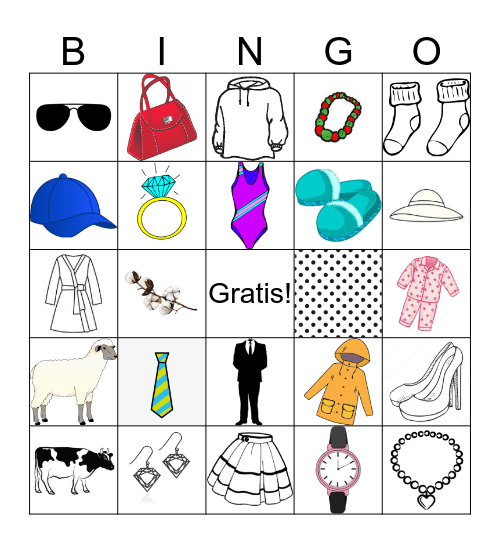 La Ropa y Los Complementos Bingo Card