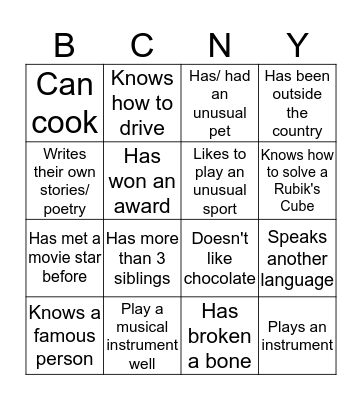 Find Someone Who... Bingo Card