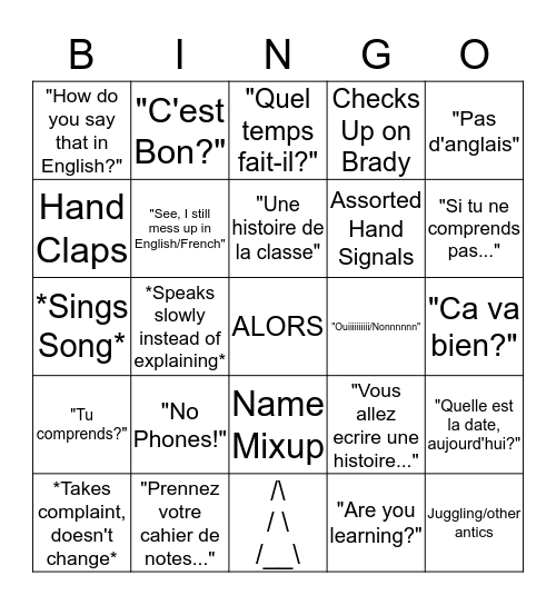Frenette Bingo Card