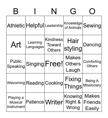 There's Only One You! Bingo Card