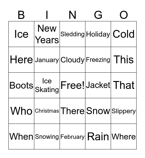 Winter Bingo Card