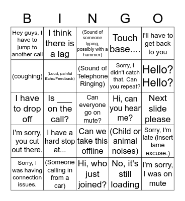 Conference Call Bingo Card