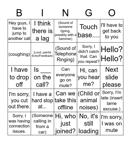 Conference Call Bingo Card