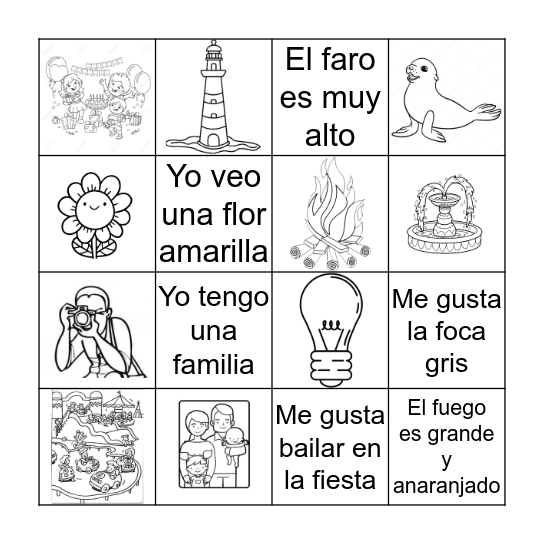 La letra Ff Bingo Card