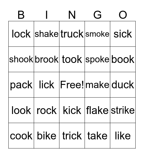 Final K Bingo Card