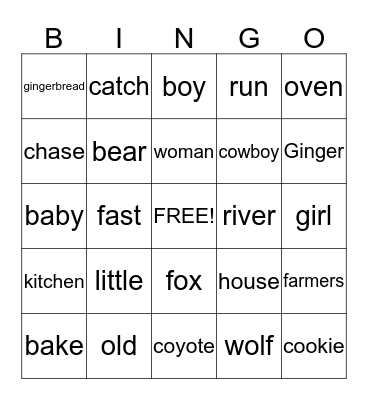 Gingerbread Bingo Card