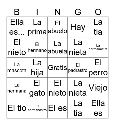 La Familia Bingo Card