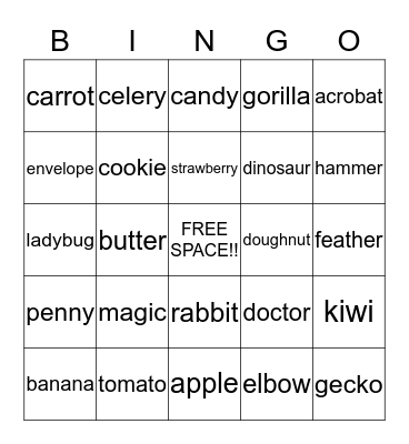 Multi-Syllable Bingo 2 Bingo Card