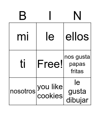 Gusta Bingo Card