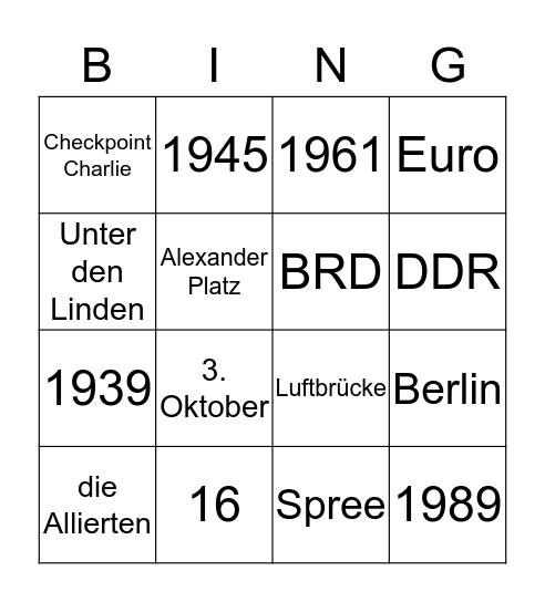 Berlin und Deutschland Bingo Card