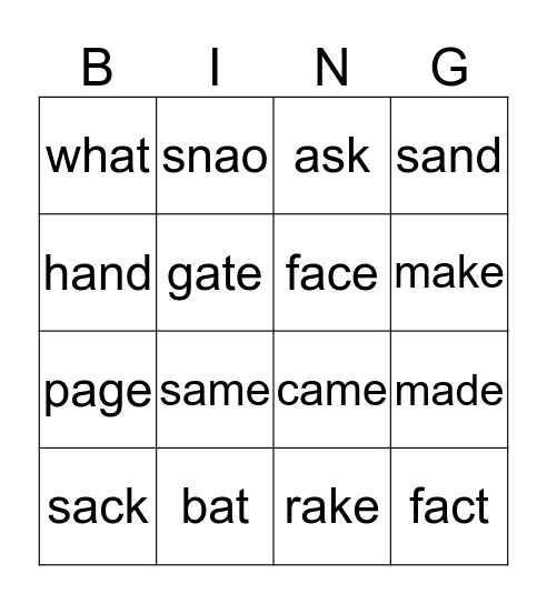WW Sort 7 Bingo Card