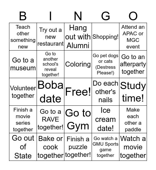 GMU aKDPhi Sisterhood Bingo Card