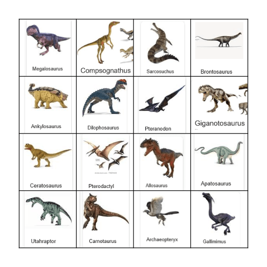 DINOSAUR BINGO Card