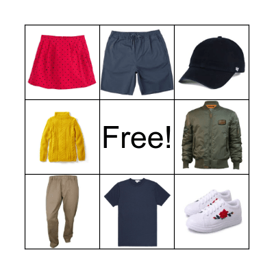 Clothes Bingo Card