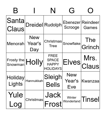 Holiday Bingo Card