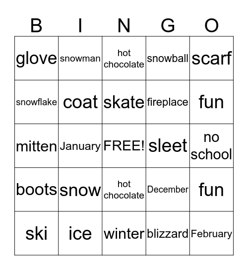 SNOW DAY! Bingo Card
